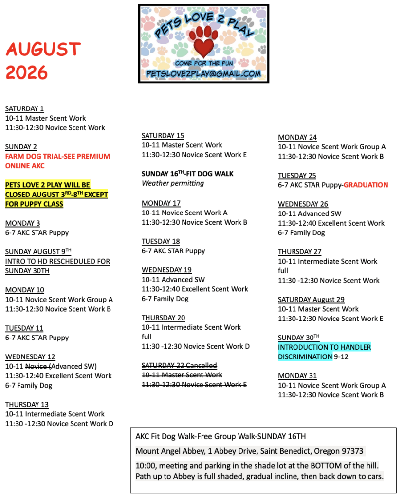 AUGUST CALENDAR